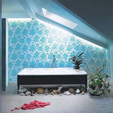 Aqua-Blue-Bathroom-Wallpapers Decor