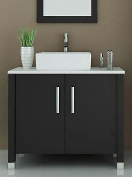 11 - Gemini Single Vessel Sink Modern Bathroom Vanity Cabinet with Phoenix Stone Top