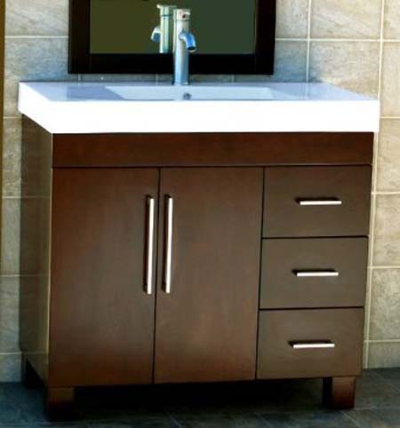 Bathroom Vanity Cabinet Ceramic Top Sink Faucet CM1