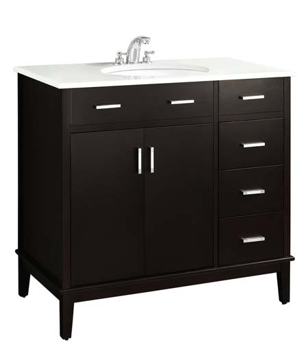 Simpli Home Urban Loft 37 Bath Vanity, Dark Espresso Brown