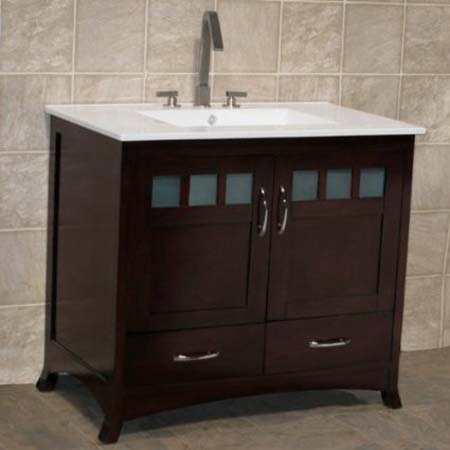 Vanity - Bathroom Vanity Cabinet Ceramic Top Sink Faucet TR1