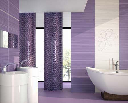 Latest modern bathroom tiles with purple effect