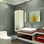 Modern stylish bathroom with grey interior beautifully decorated