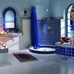 Modern blue bathroom interior